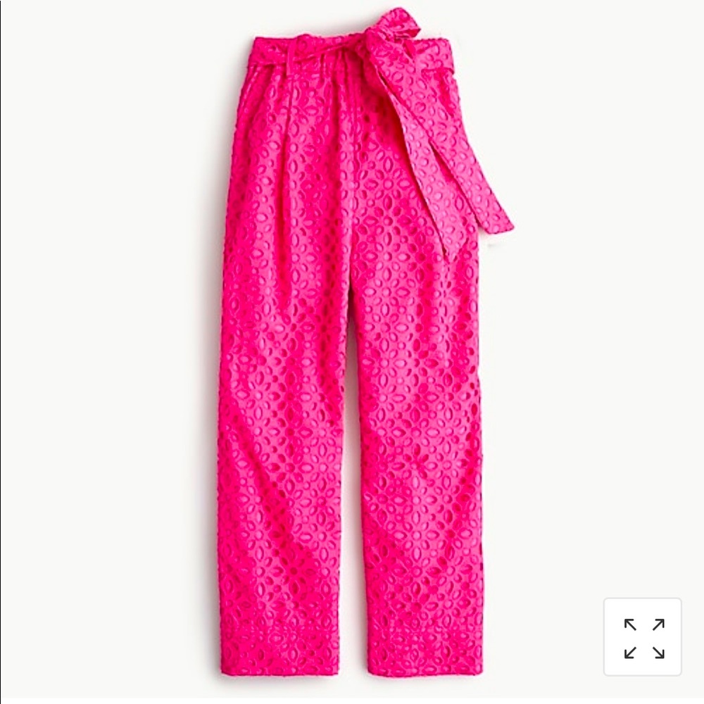 J Crew Pink Eyelet Wide Leg Pants NWT